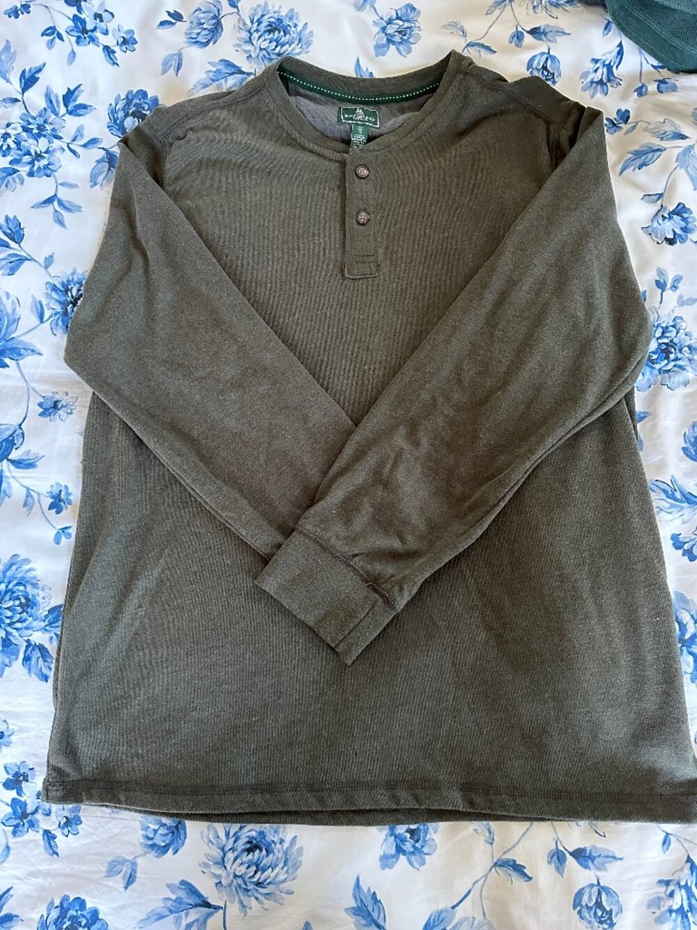 G.H. Bass & Co. Henley Shirt Men's XL Olive Green Cotton Blend Long Sleeve